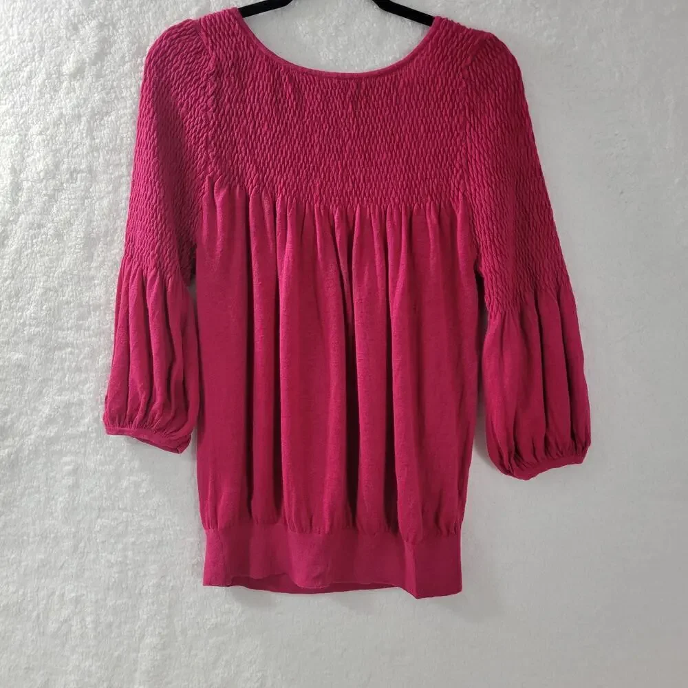 NY Collection Womens Sweater Sz‎ L Pink Balloon Sleeve Minimalist Babydoll